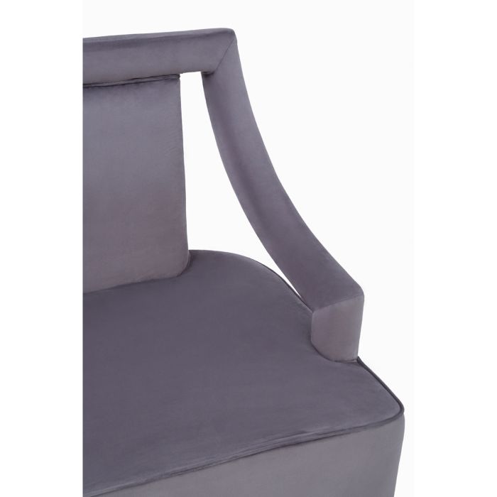 Faye Grey Velvet Chair With Wooden Legs