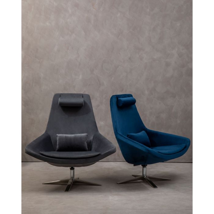 Kalo Navy Velvet Armchair