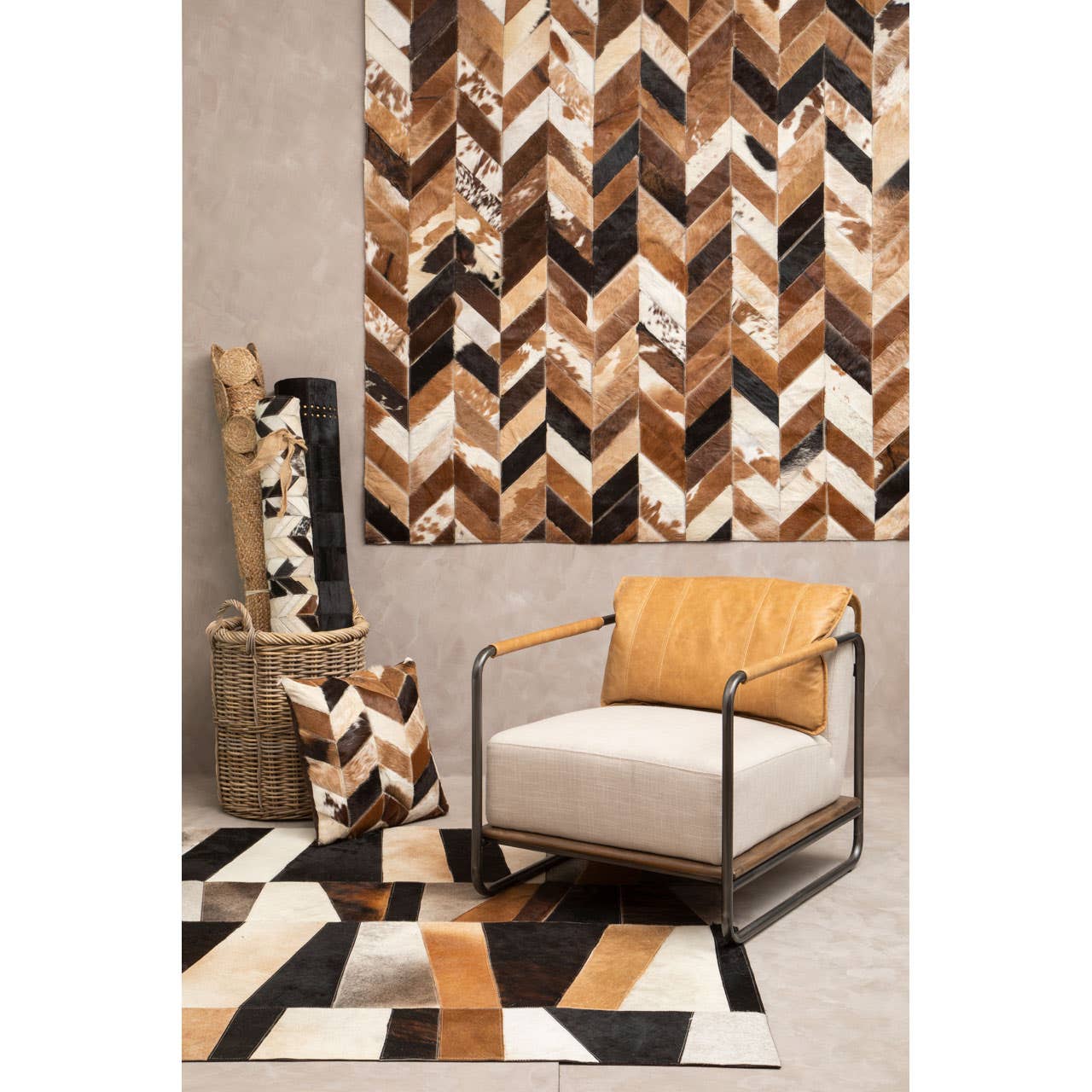 Hoxton Cognac And Natural Leather Chair