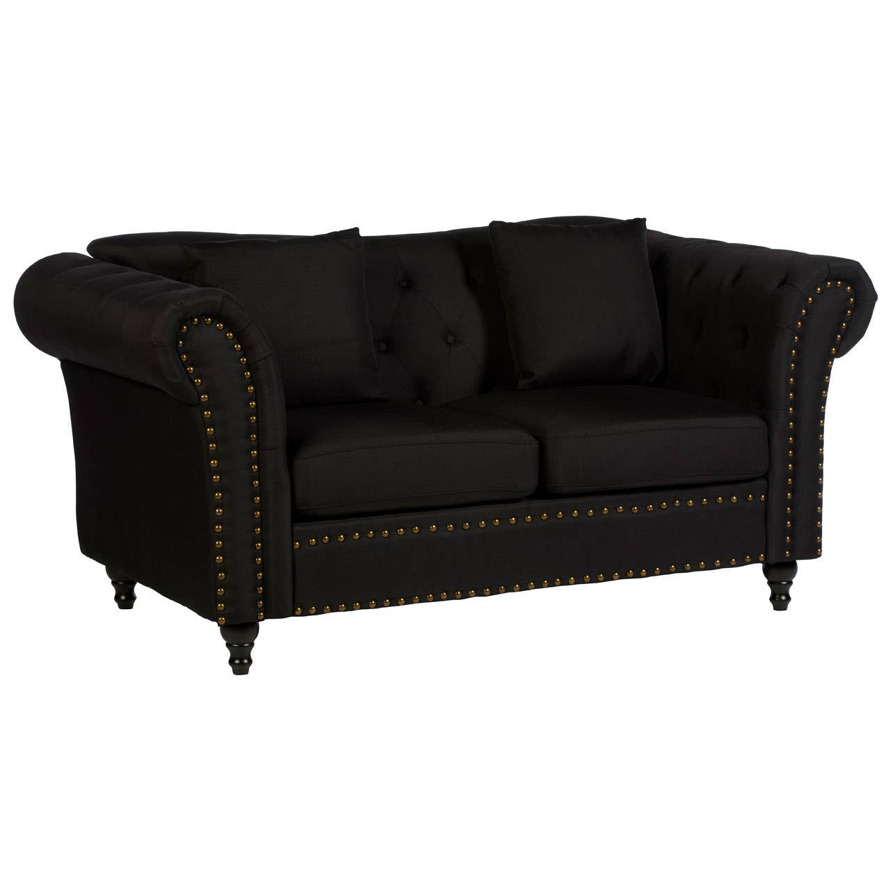 Fable 2 Seat Black Chesterfield Sofa