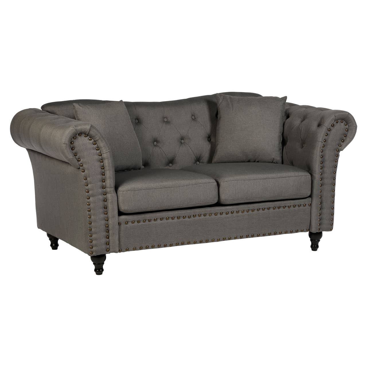 Fable 2 Seat Grey Chesterfield Sofa