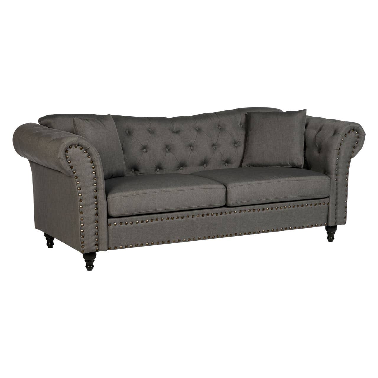 Fable 3 Seat Grey Chesterfield Sofa