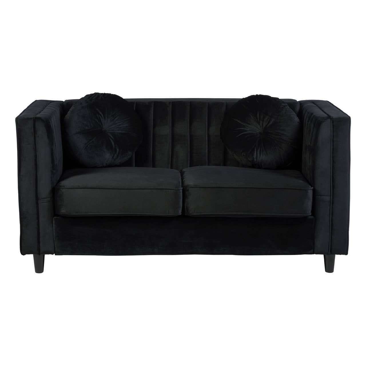 Farah 2 Seat Black Velvet Sofa