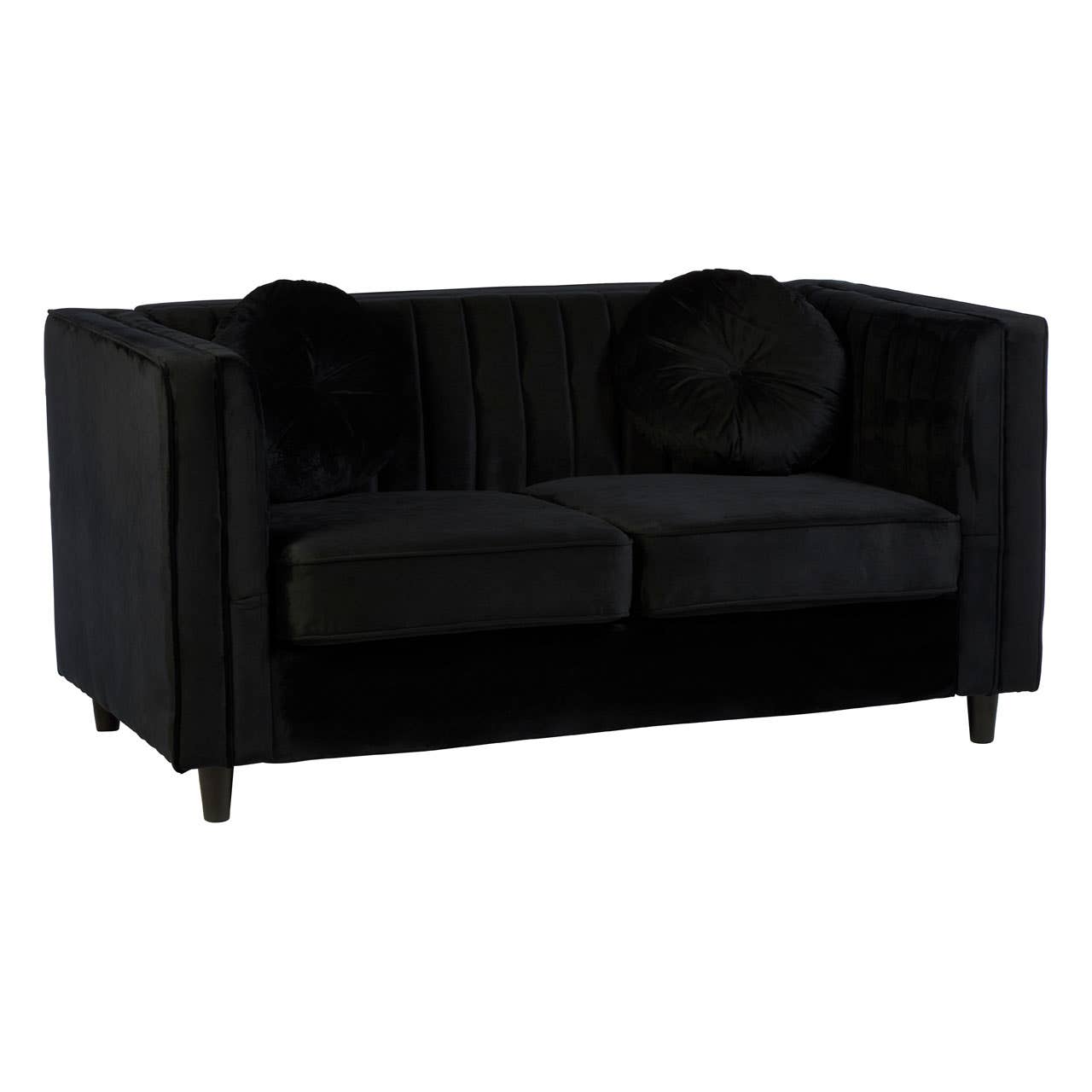 Farah 2 Seat Black Velvet Sofa
