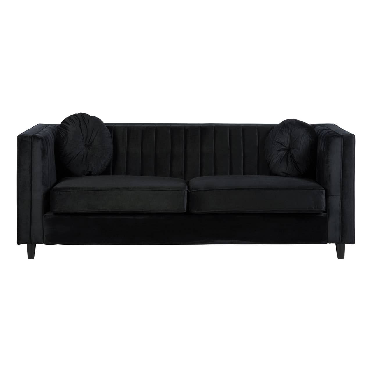 Farah 3 Seat Black Velvet Sofa