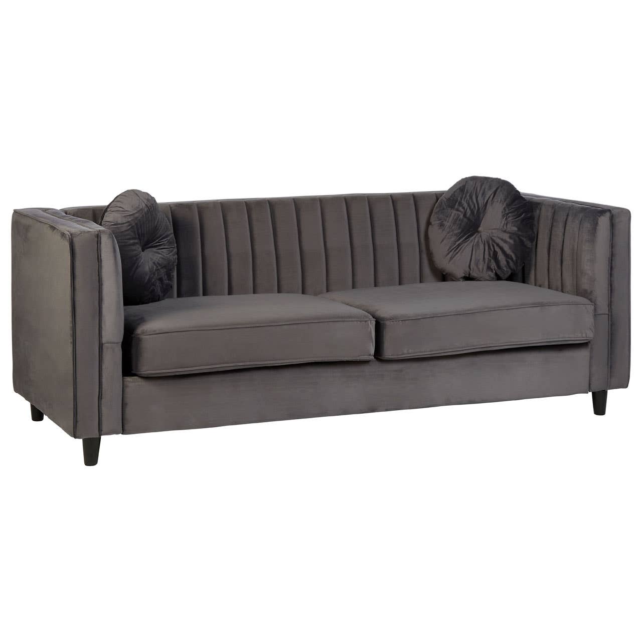 Farah 3 Seat Grey Velvet Sofa