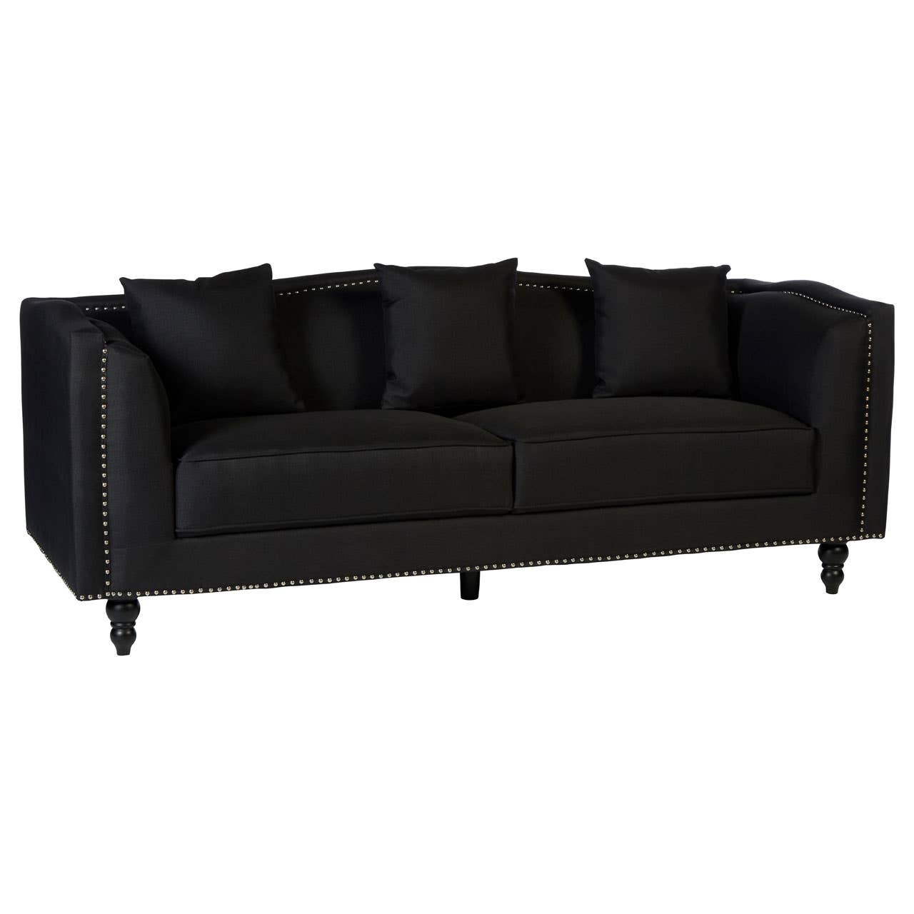 Feya 3 Seat Black Fabric Sofa