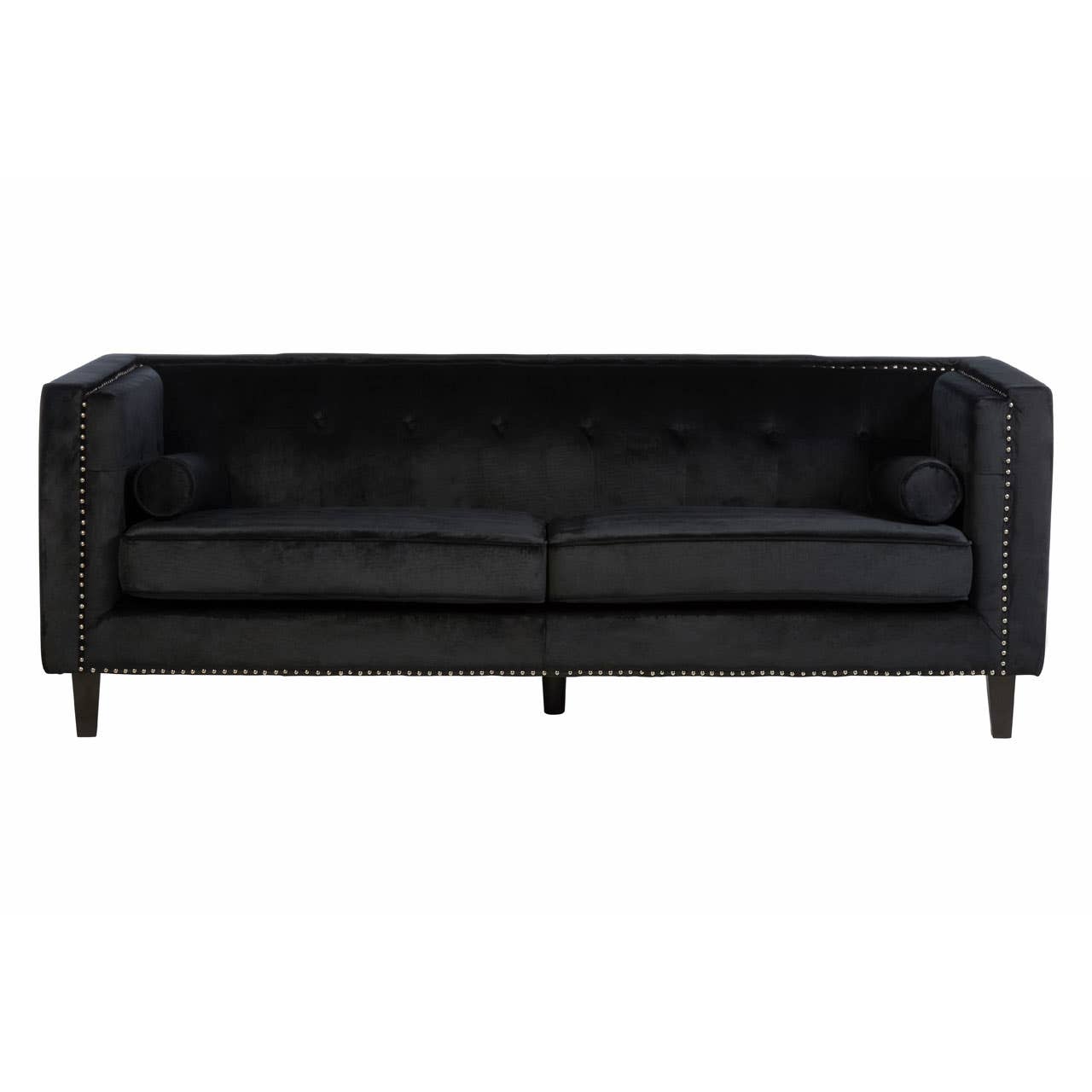 Felisa 3 Seat Black Velvet Sofa