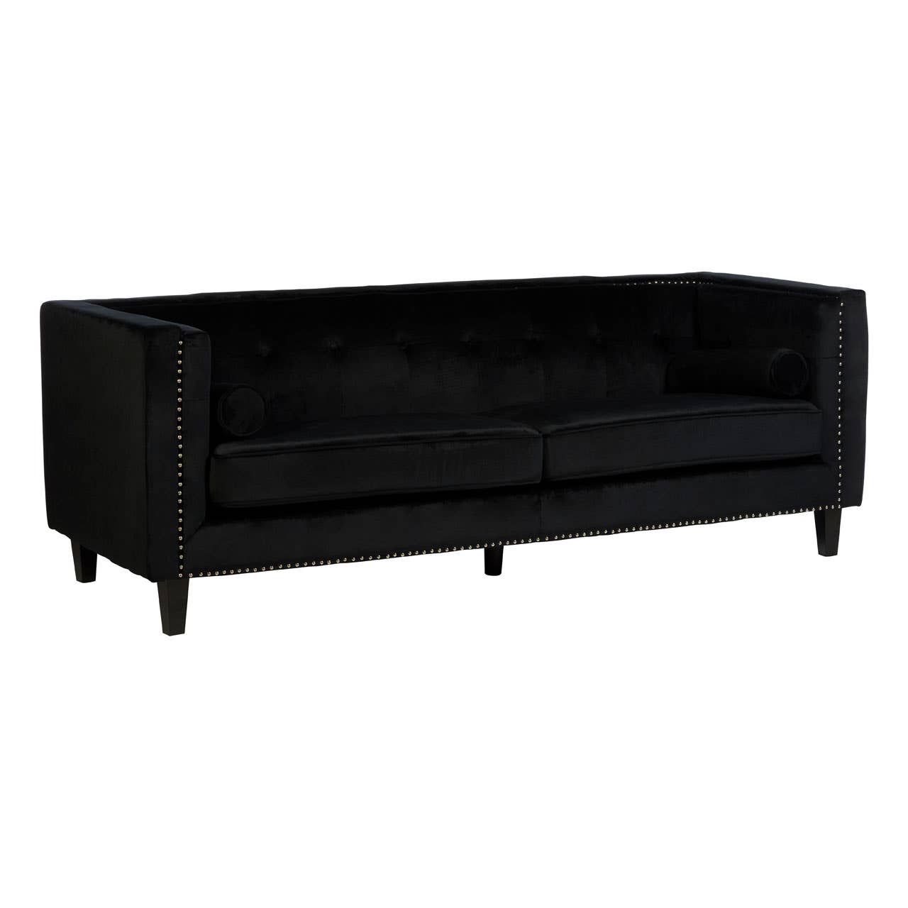 Felisa 3 Seat Black Velvet Sofa