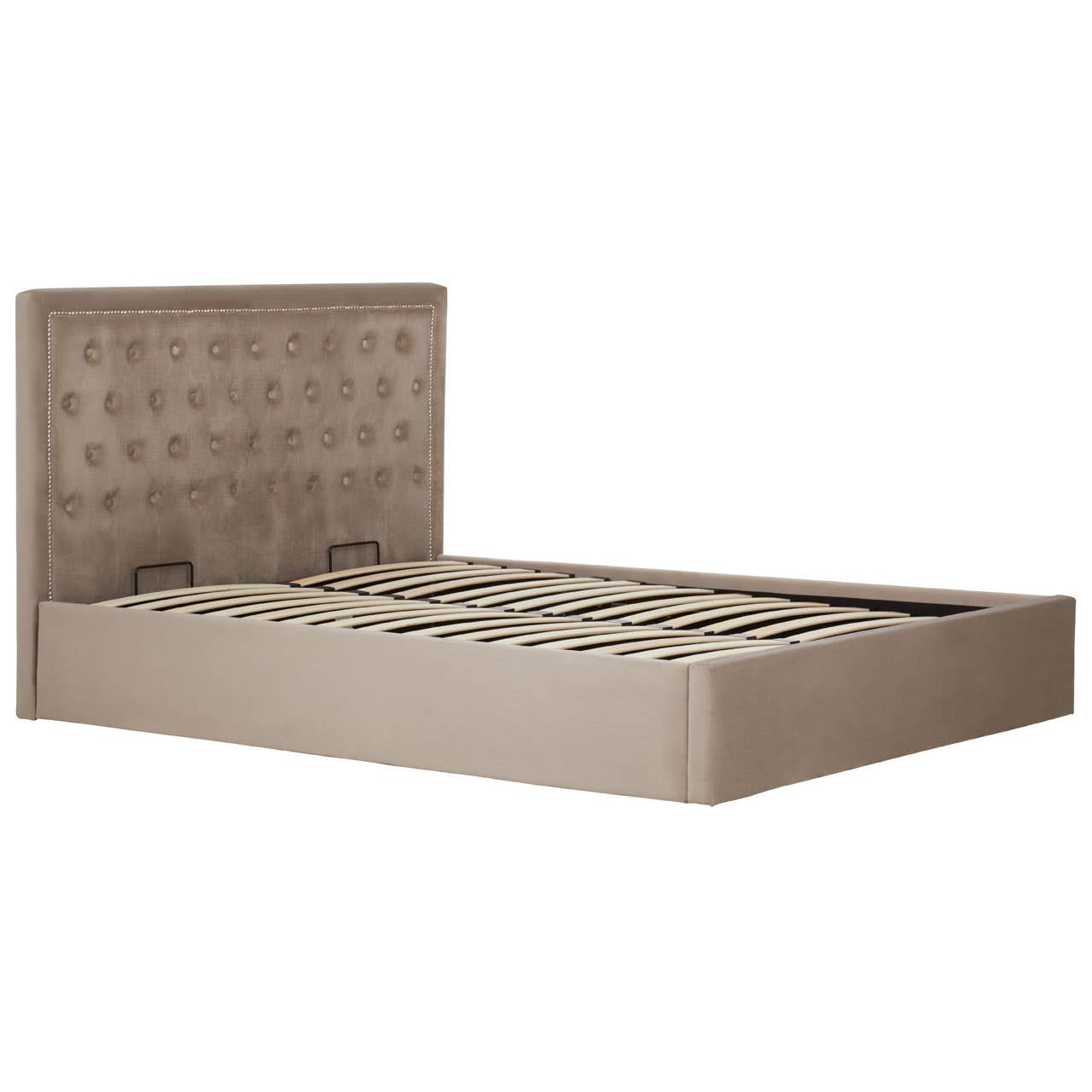 Hannah Mink Velvet Double Ottoman Bed
