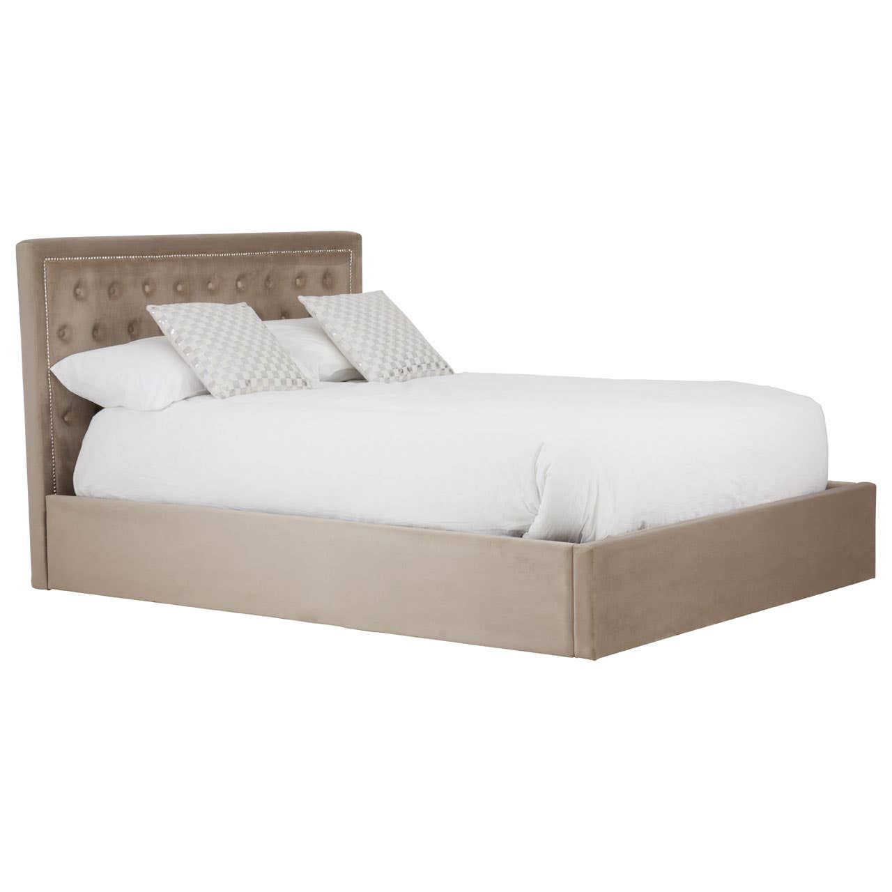 Hannah Mink Velvet Double Ottoman Bed