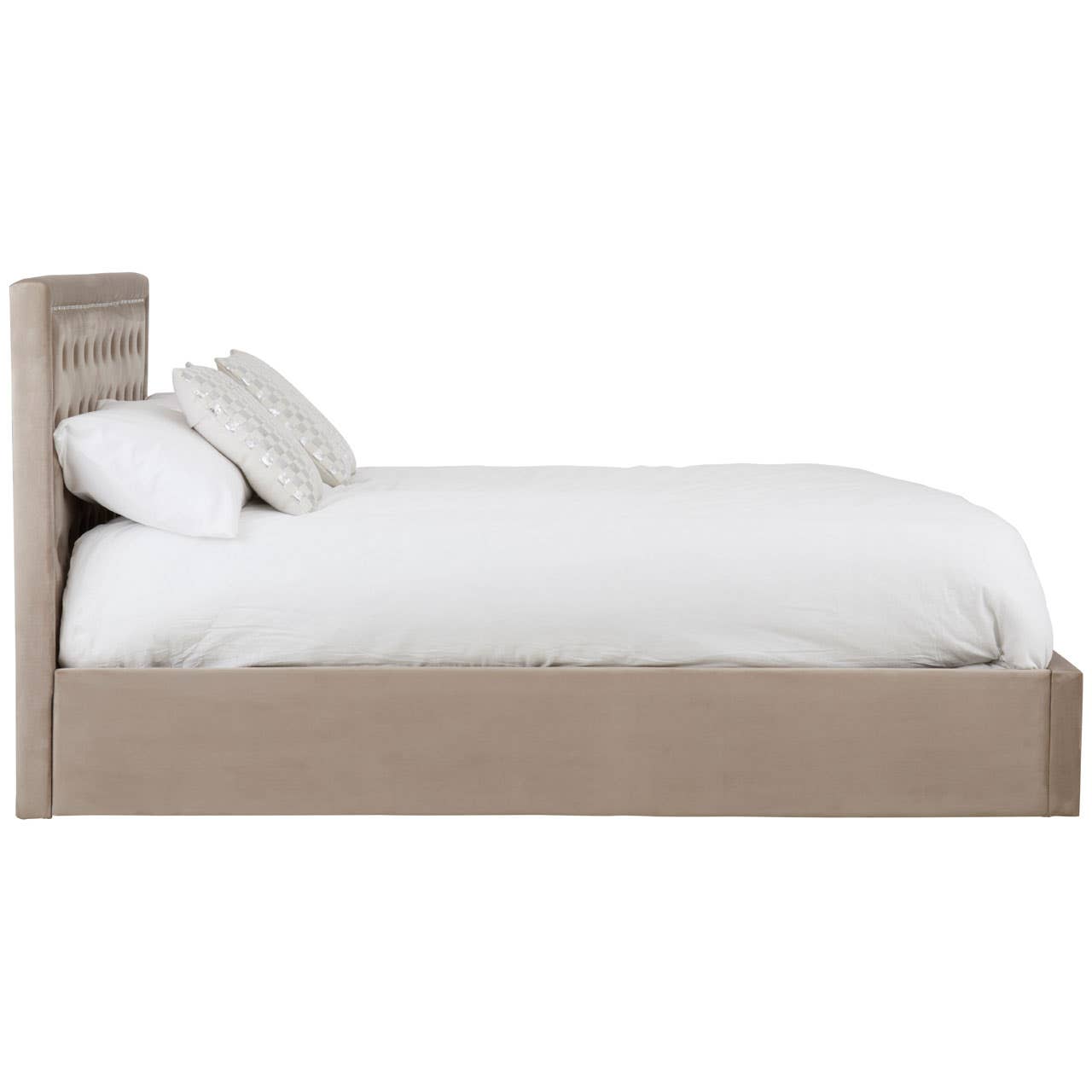 Hannah Mink Velvet Double Ottoman Bed