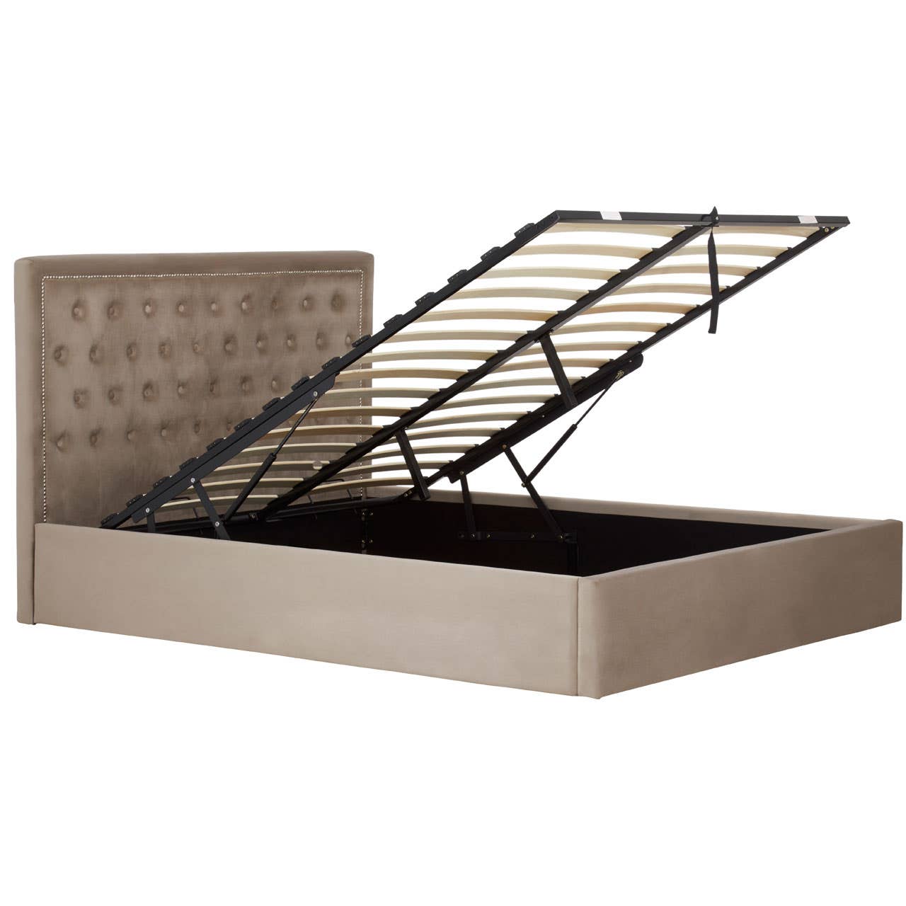 Hannah Mink Velvet Double Ottoman Bed