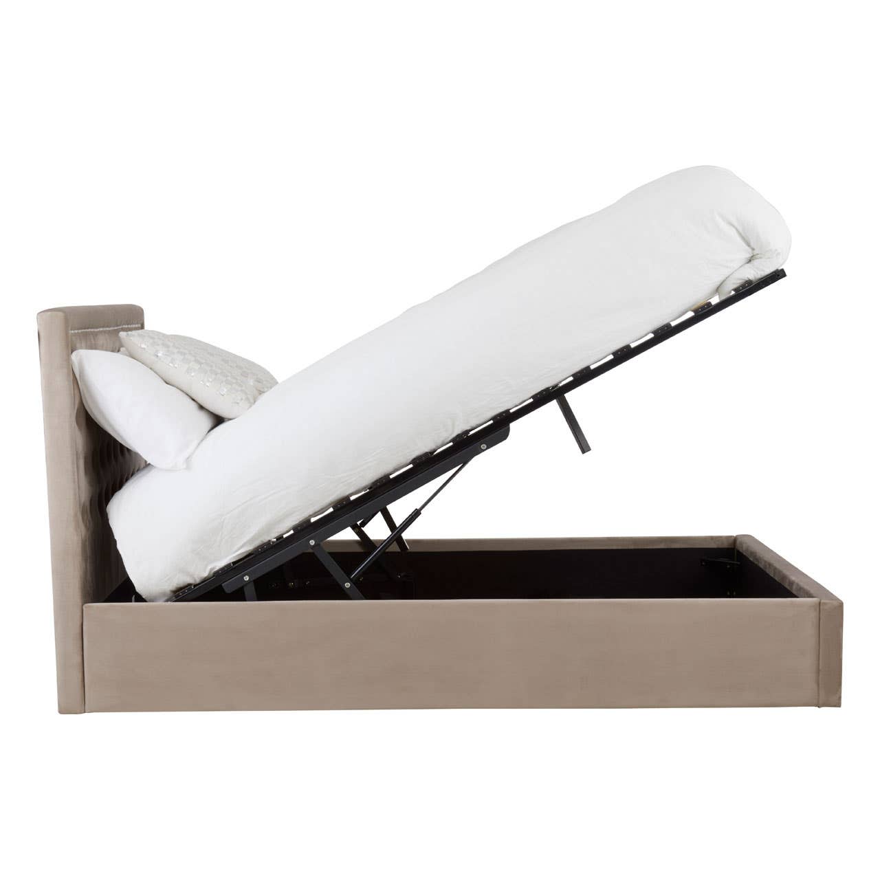Hannah Mink Velvet Double Ottoman Bed