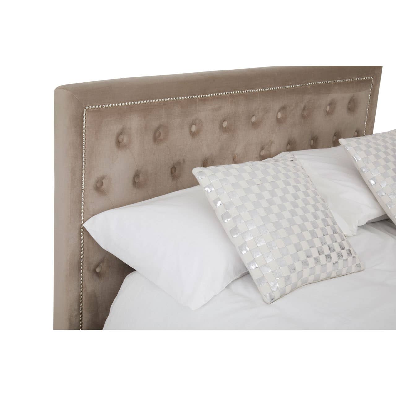 Hannah Mink Velvet Double Ottoman Bed