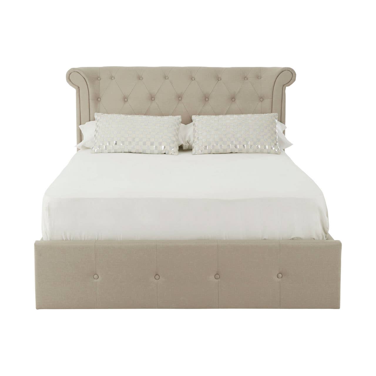 Edison Beige Double Ottoman Bed