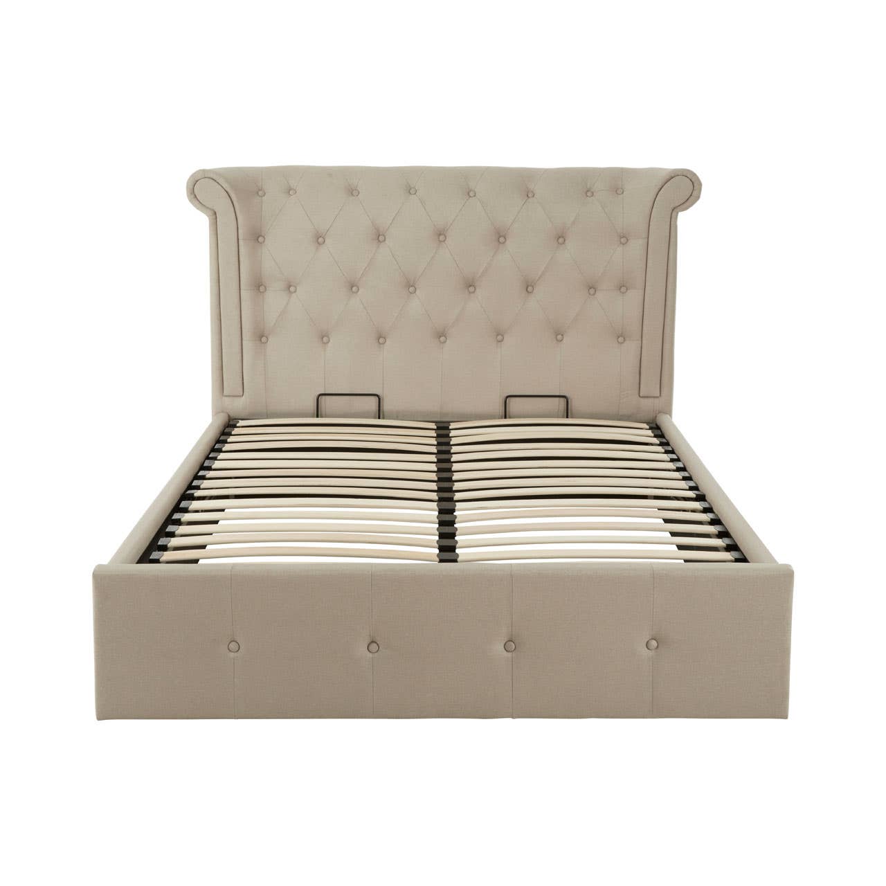 Edison Beige Double Ottoman Bed