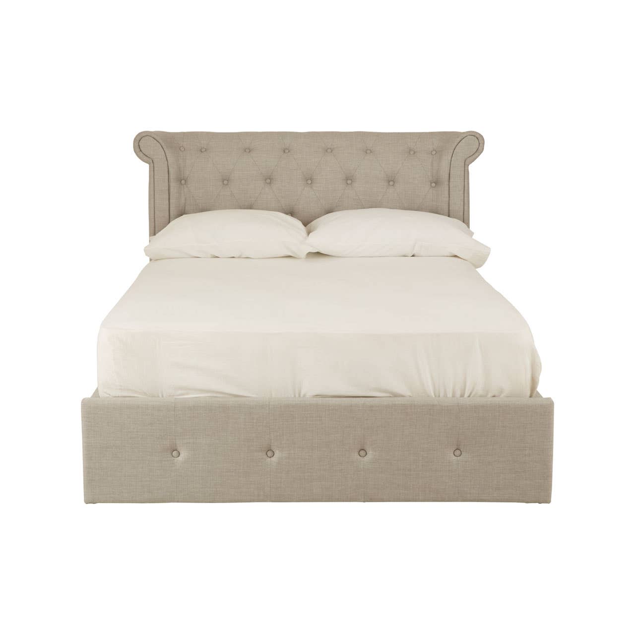 Edison Light Grey Double Ottoman Bed