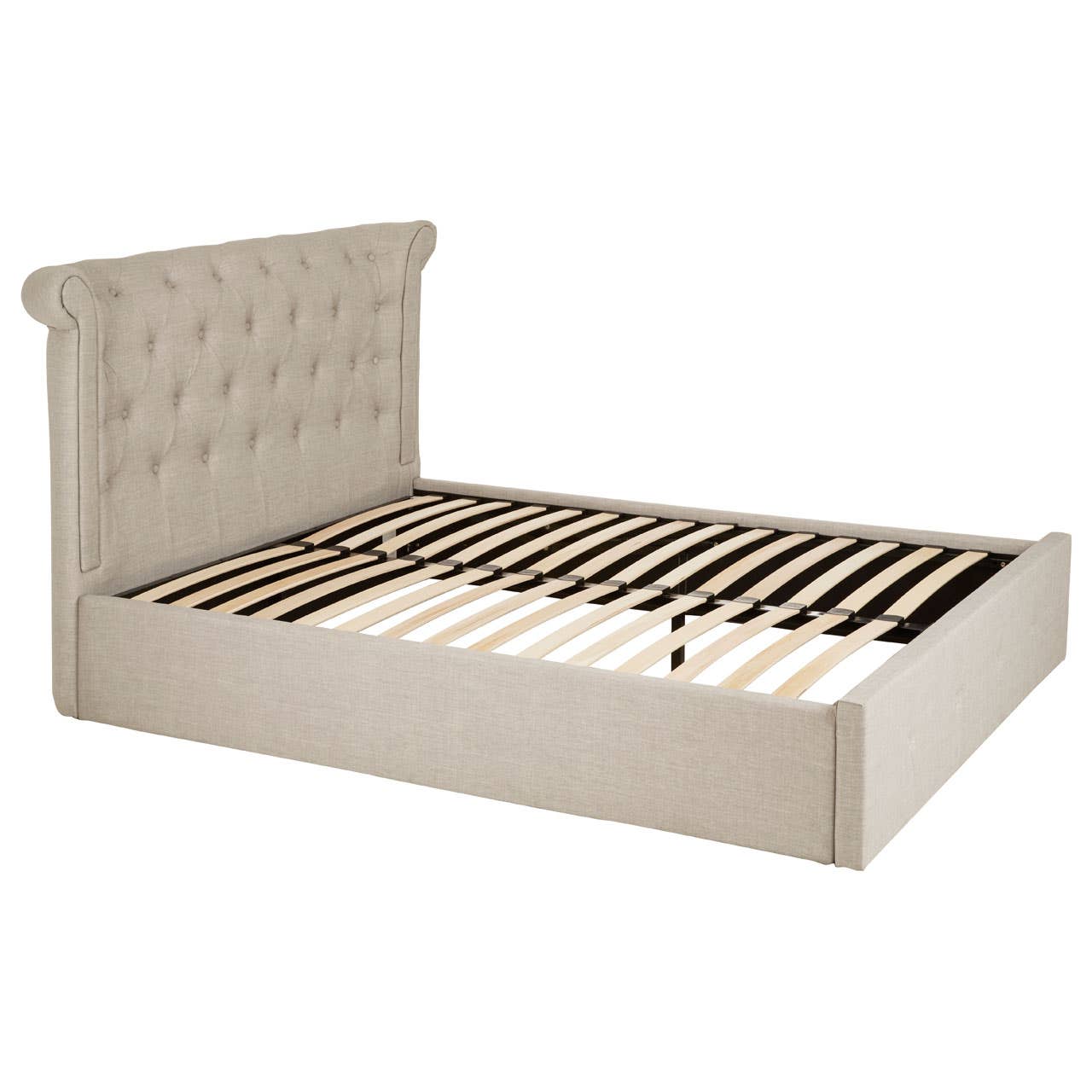 Edison Light Grey Double Ottoman Bed