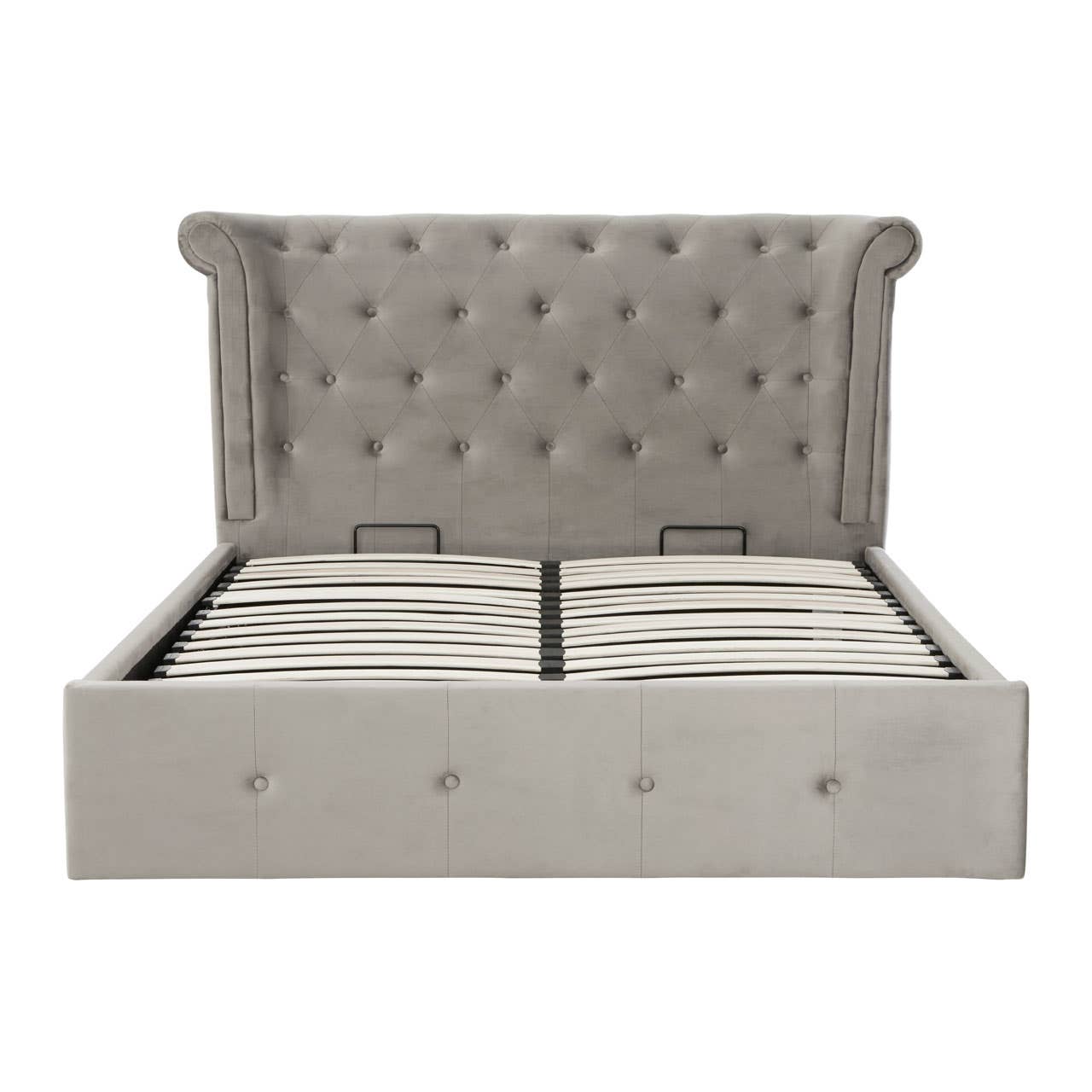 Edison Kingsize Grey Brush Velvet Ottoman Bed