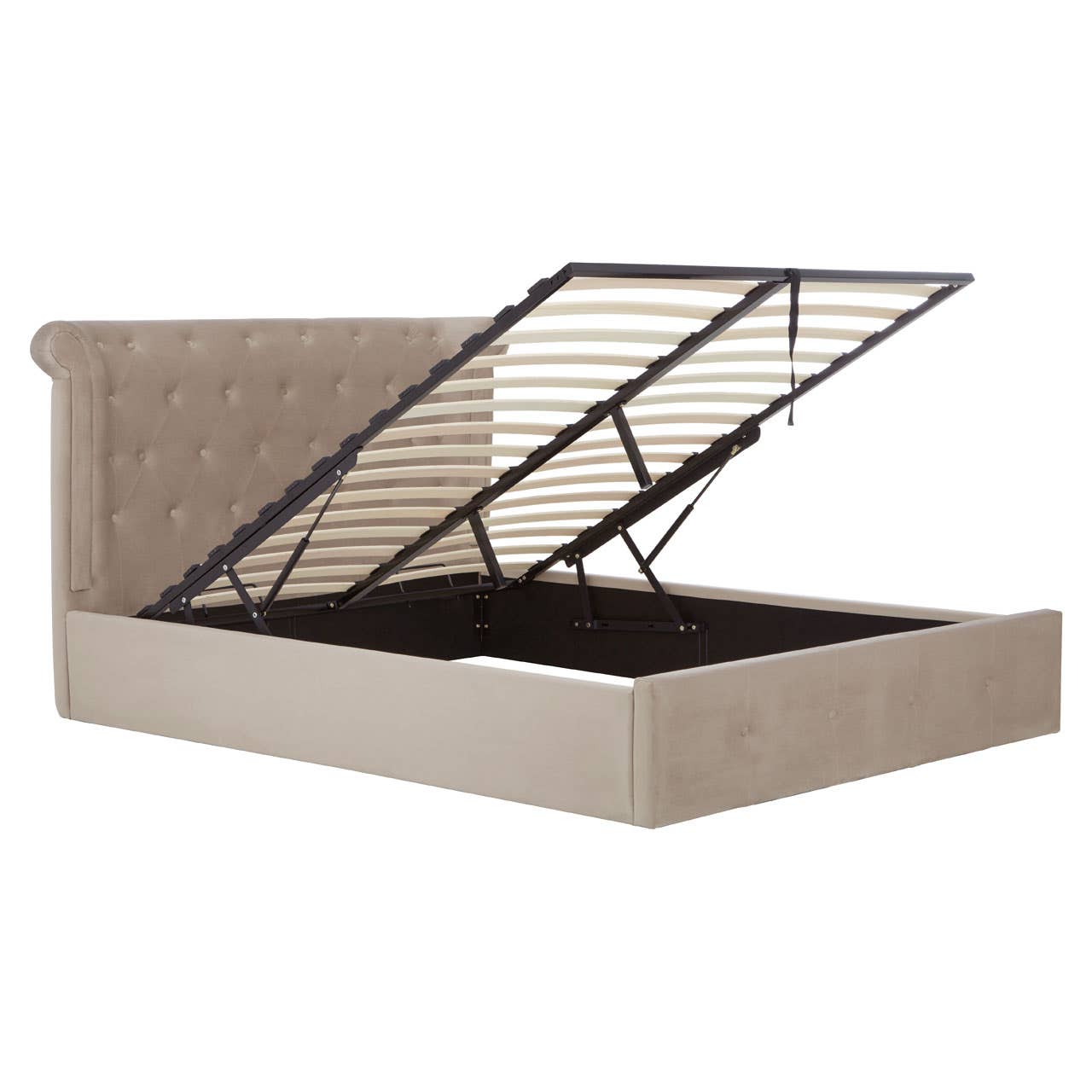 Edison Kingsize Mink And Beige Velvet Bed