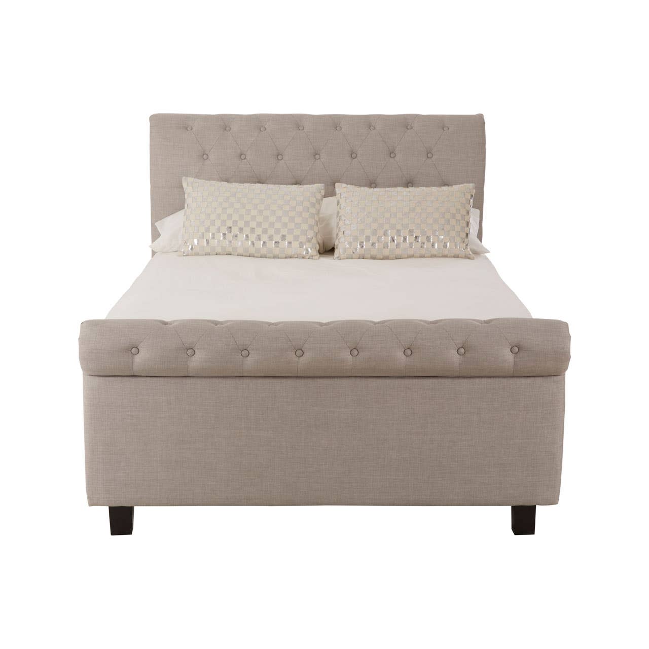 Orlando Light Grey Double Ottoman Bed