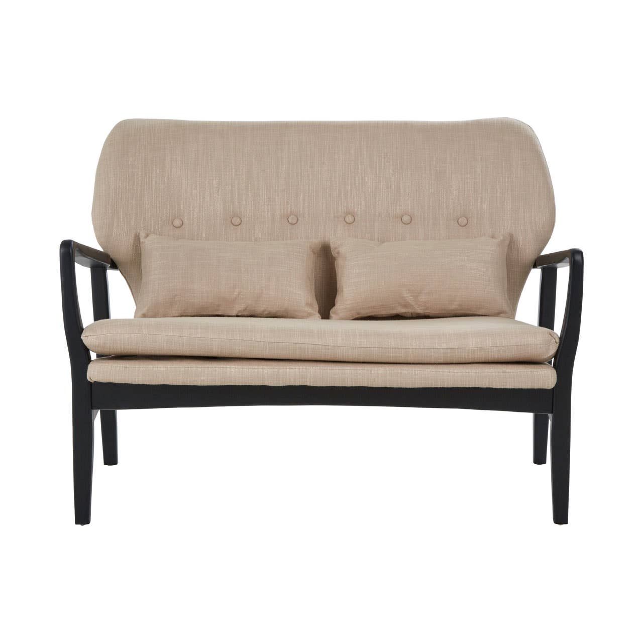 Stockholm 2 Seat Beige Sofa With Black Wood Frame