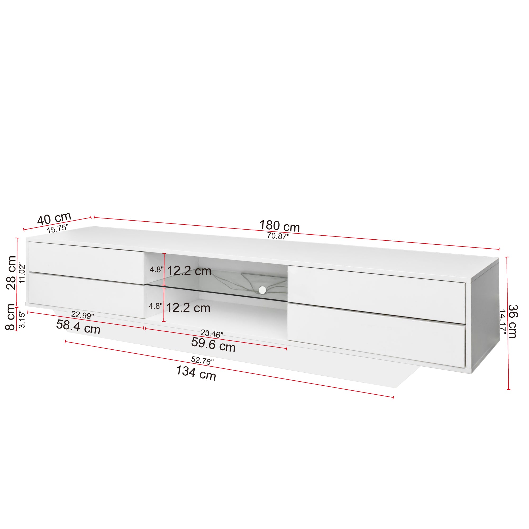 Harmony Haven High Gloss TV Stand In White Featured With Multi LED Lighting