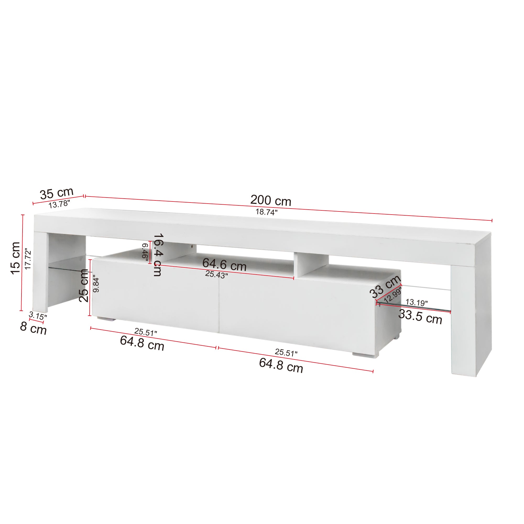 Arctic Aura White High Gloss TV Stand With Multi LED Lighting