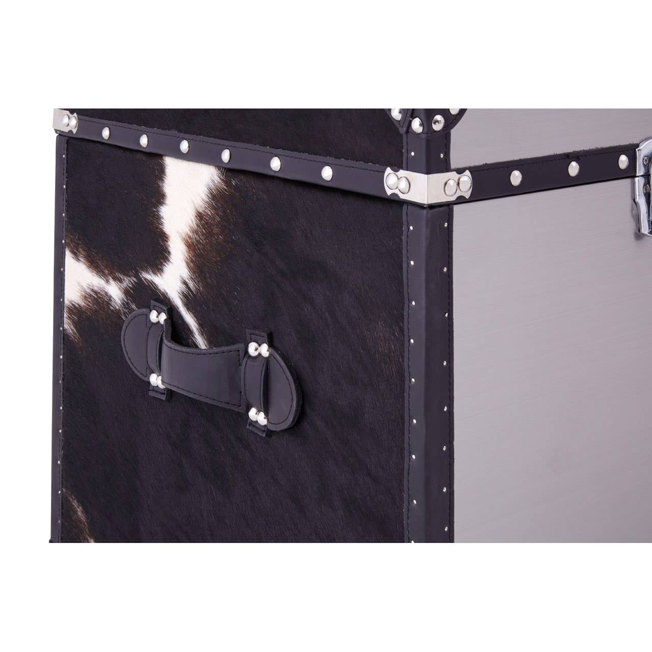 Black/white Genuine Cowhide Storage Trunk Set