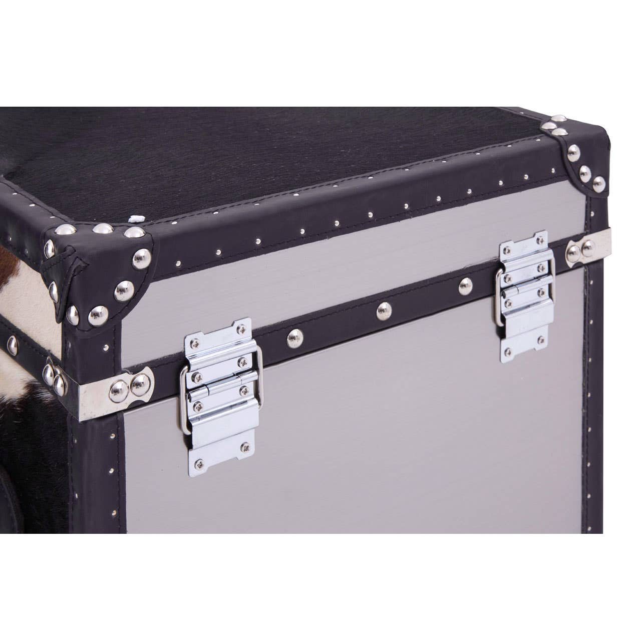 Black/white Genuine Cowhide Storage Trunk Set