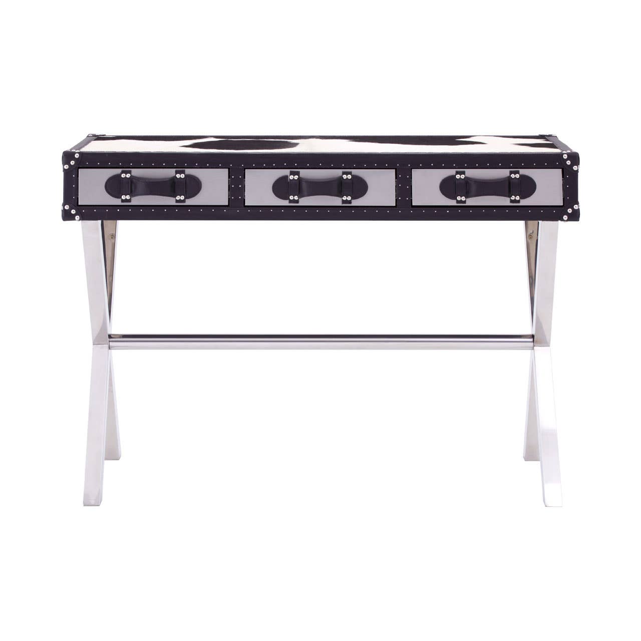 Black/white Genuine Cowhide Console Table