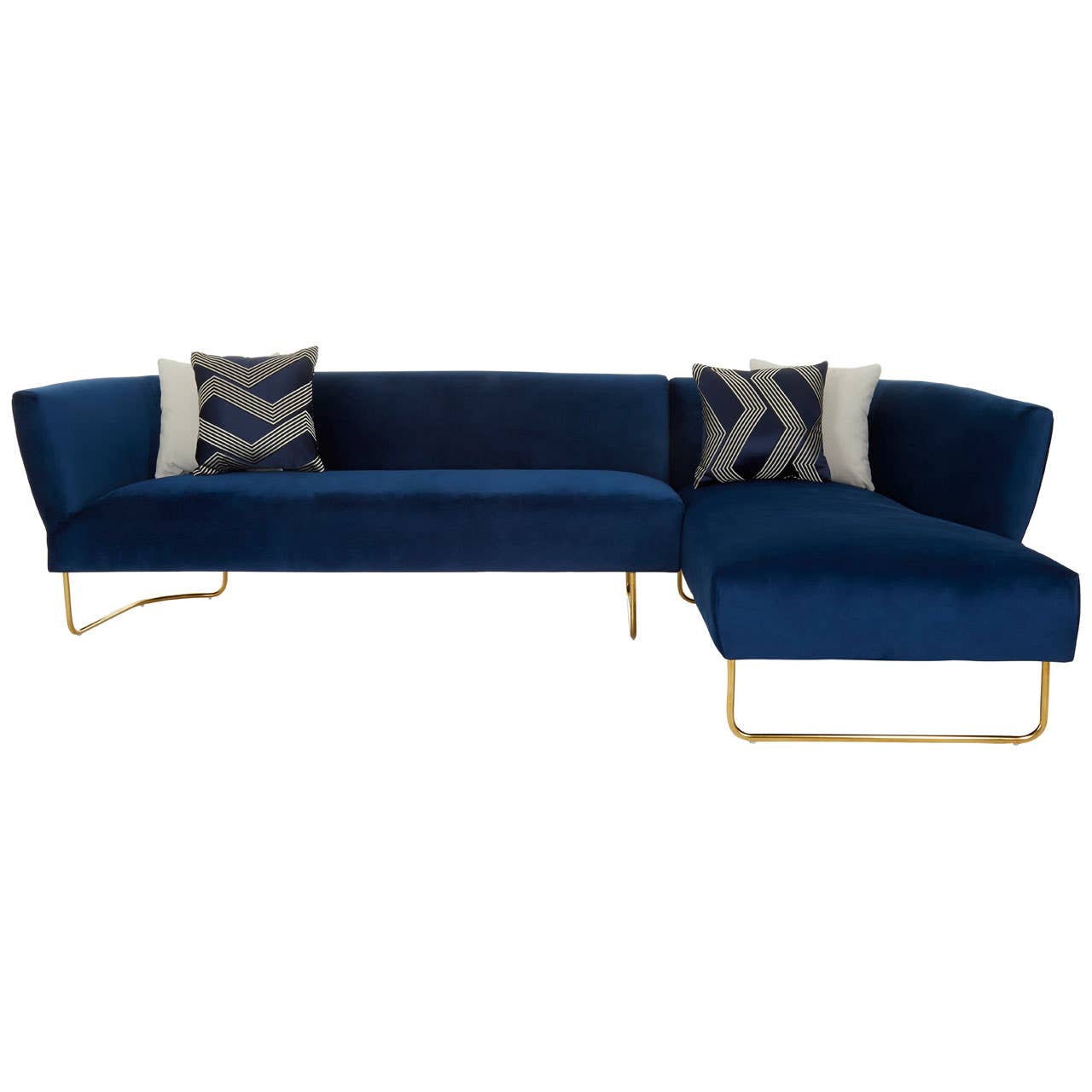Renee Dark Blue Velvet 5 Seat Corner Sofa