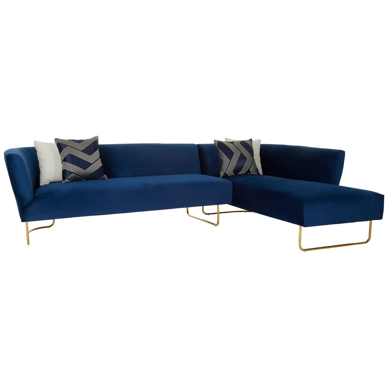 Renee Dark Blue Velvet 5 Seat Corner Sofa