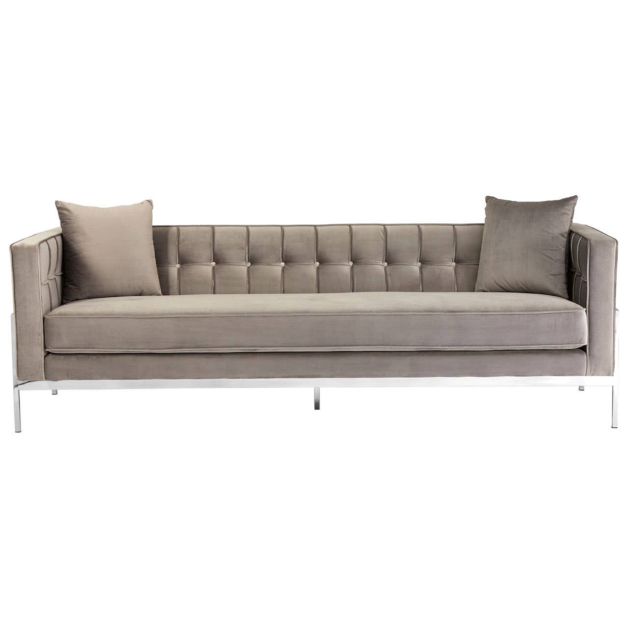 Rena Grey Velvet 3 Seat Sofa