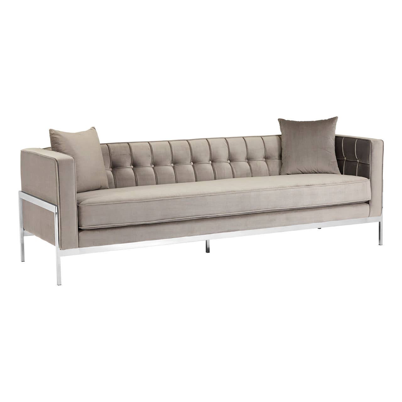 Rena Grey Velvet 3 Seat Sofa