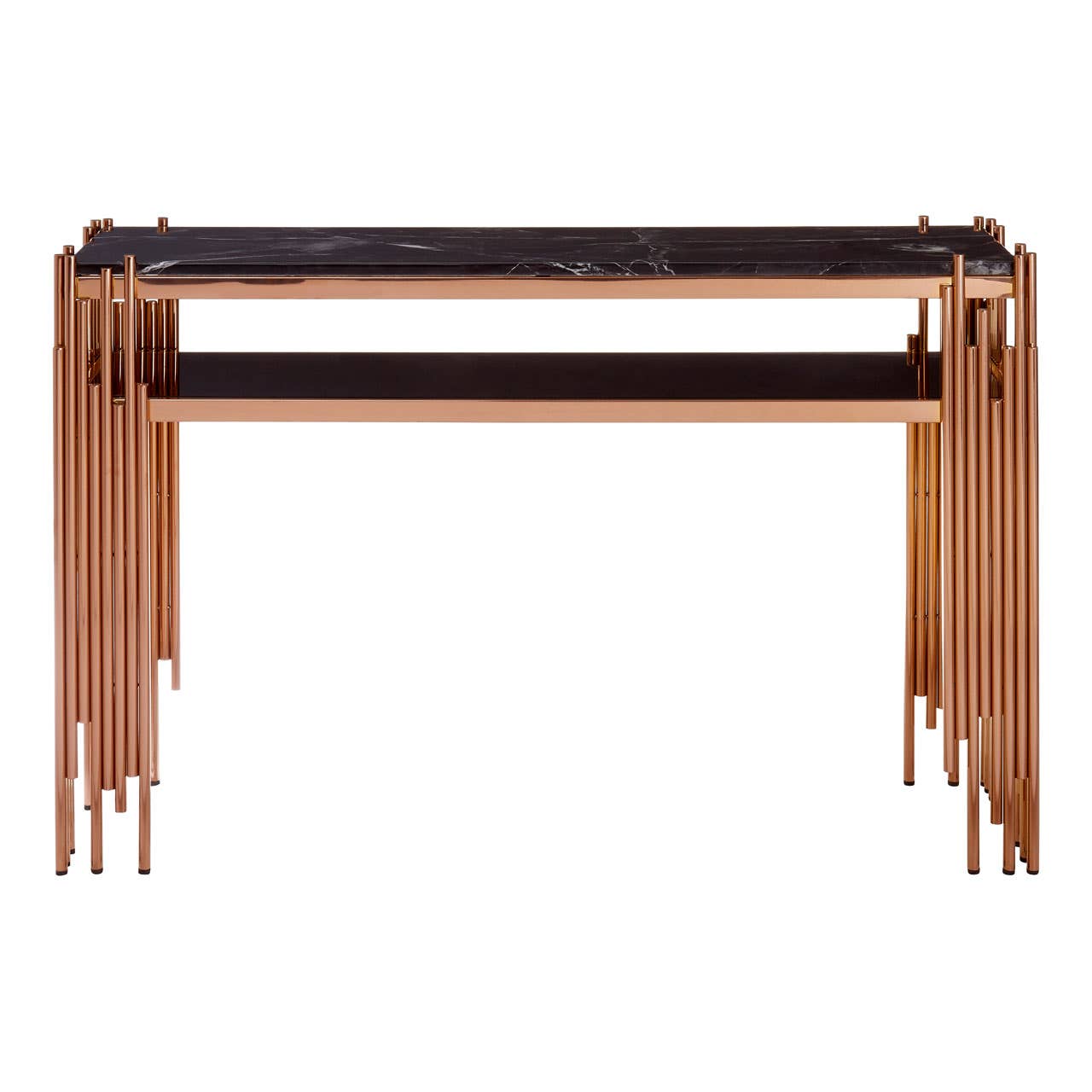 Alvaro Black Marble / Rose Gold Console Table