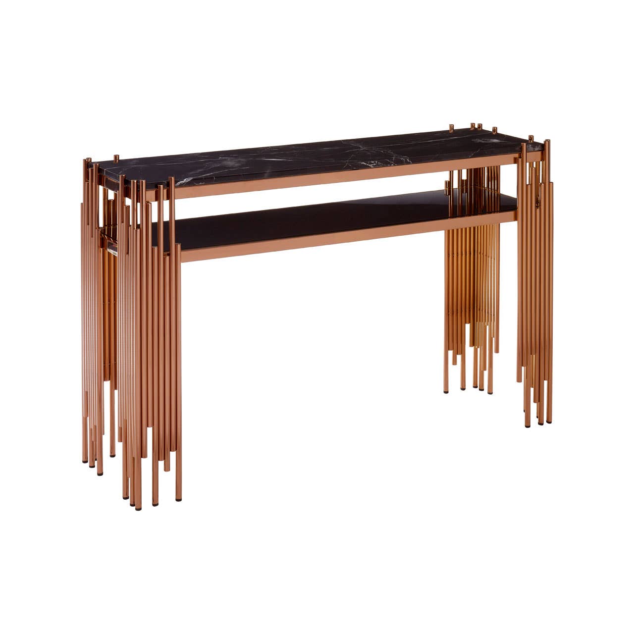 Alvaro Black Marble / Rose Gold Console Table