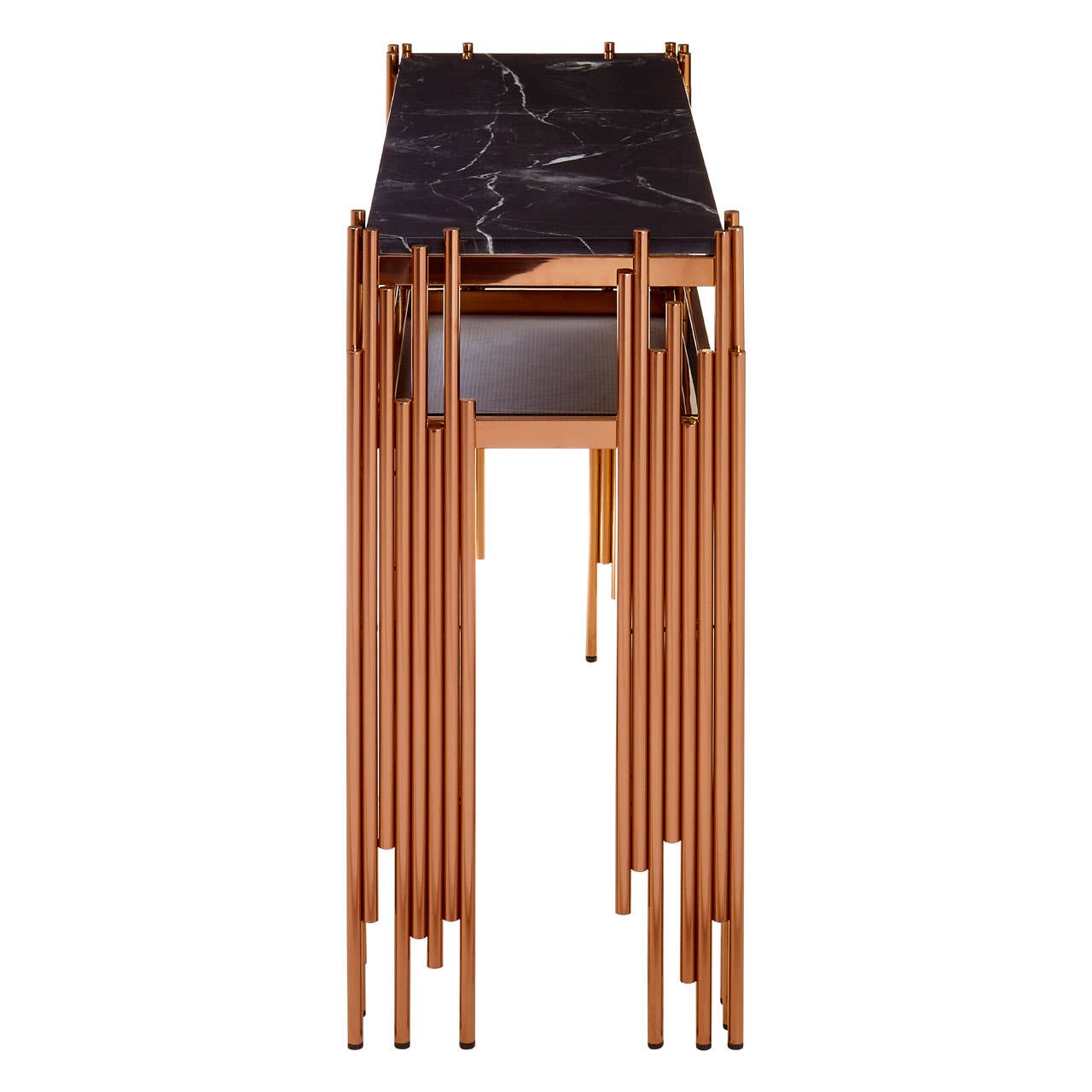 Alvaro Black Marble / Rose Gold Console Table