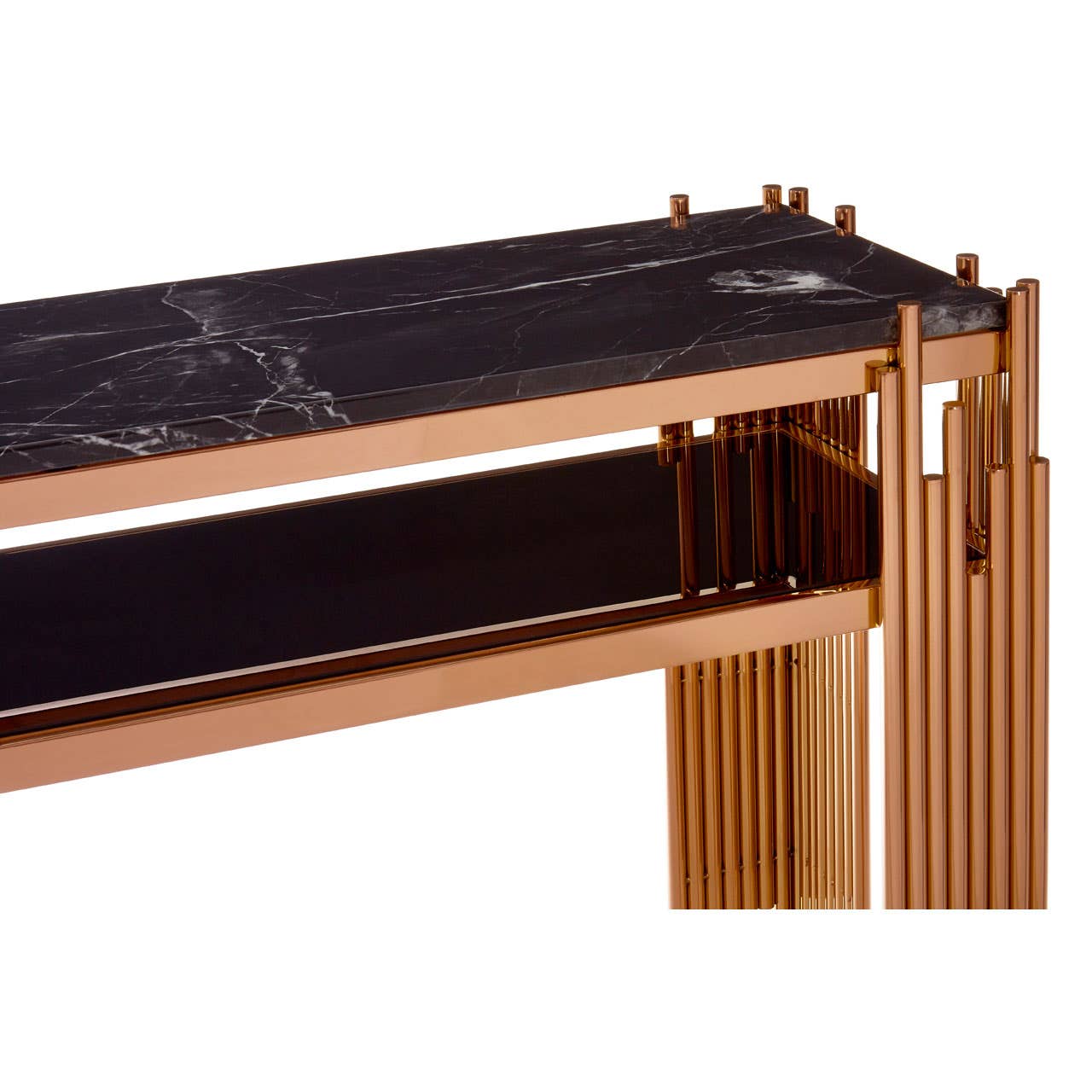 Alvaro Black Marble / Rose Gold Console Table