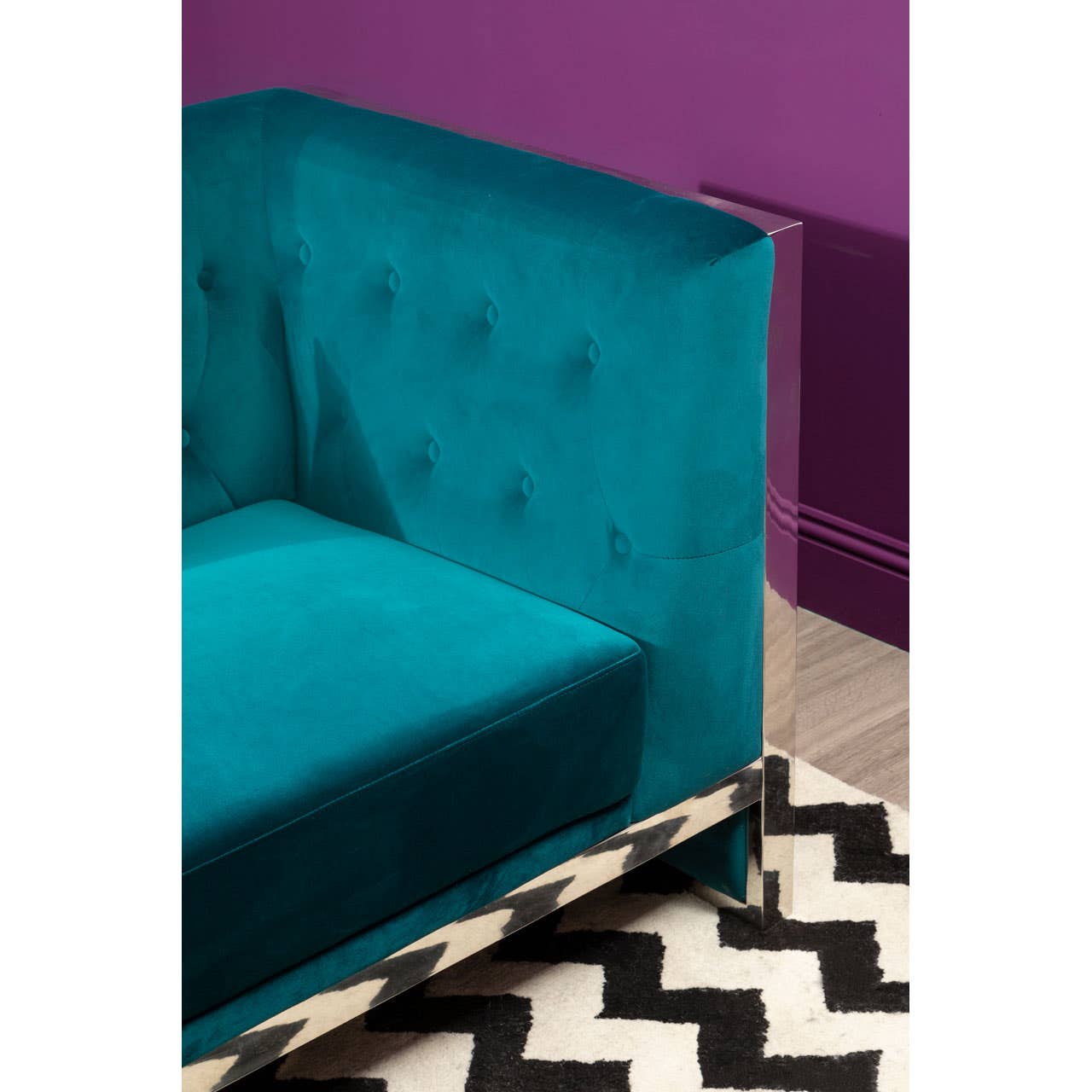 VOGUE 3 SEAT TEAL VELVET SOFA