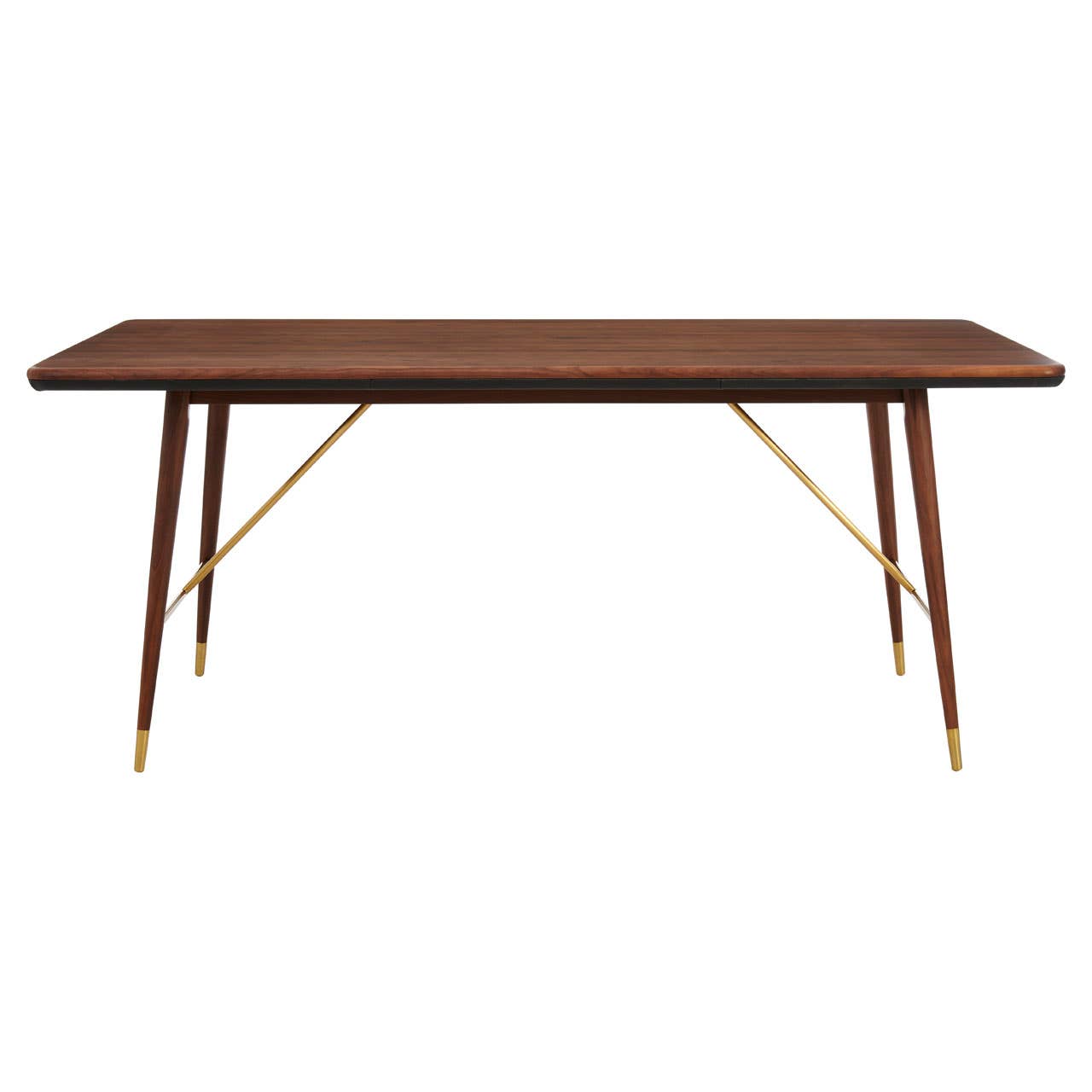 Kenso Walnut Wood / Brass Finish Dining Table