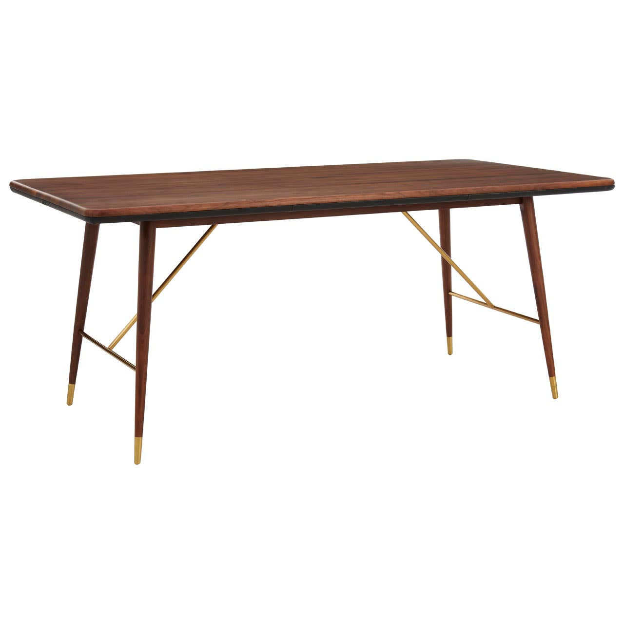 Kenso Walnut Wood / Brass Finish Dining Table