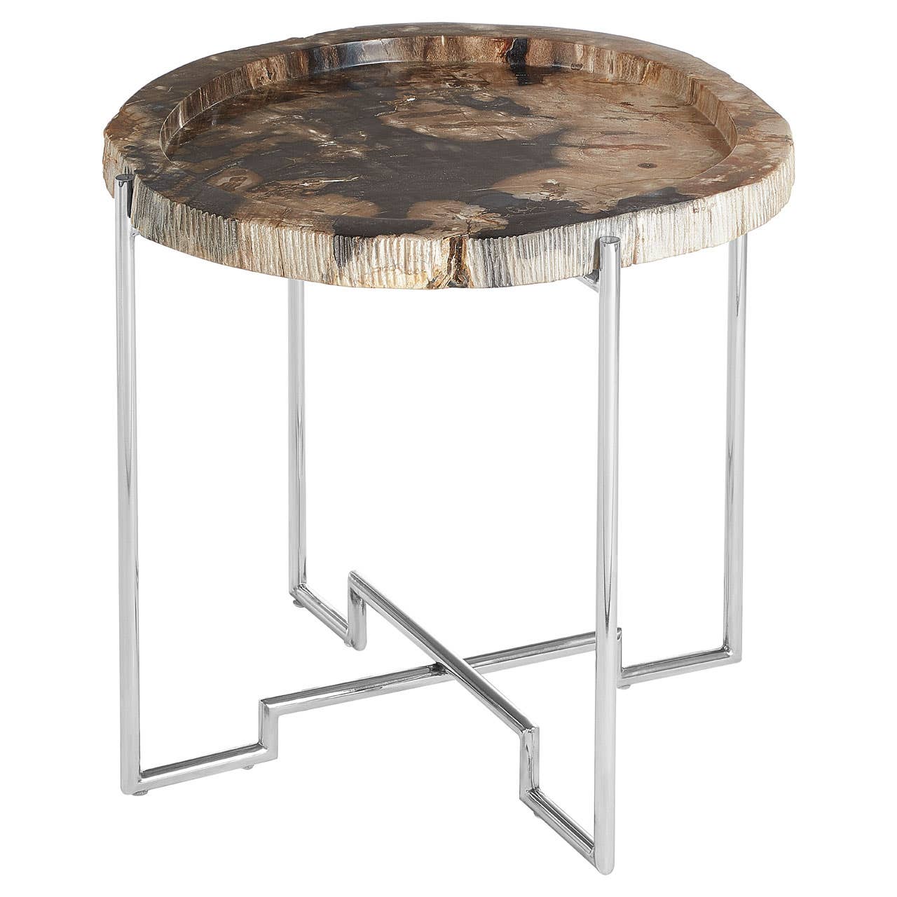 Relic Round/ Stainless Steel Base Side Table