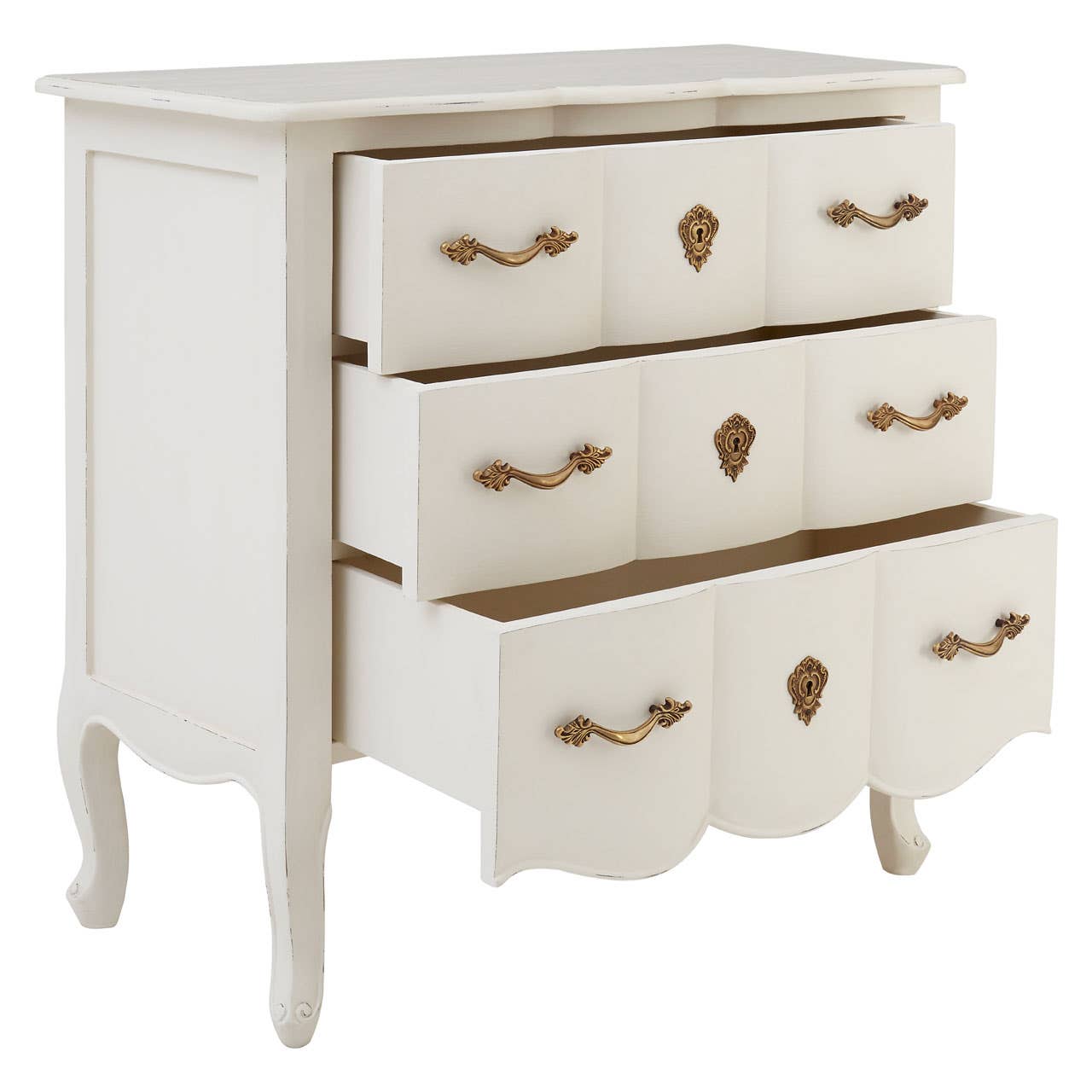 Loire 3 Drawer White Chest