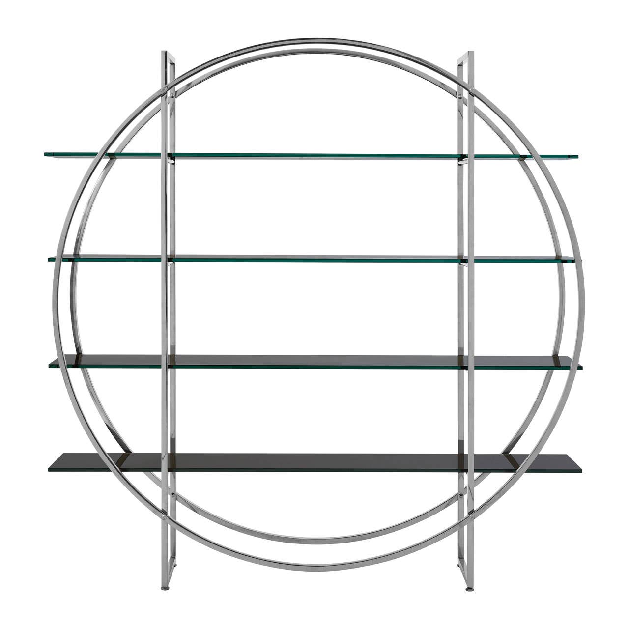 VOGUE 4 BLACK TEMPERED GLASS ROUND SHELF UNIT