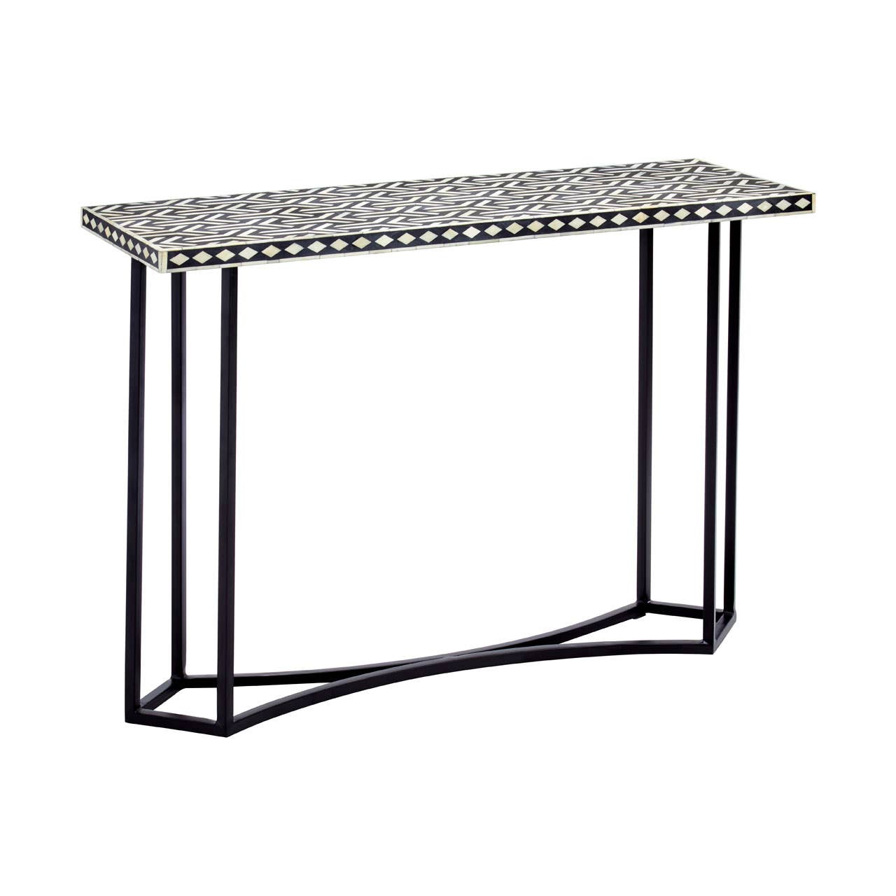 Boho Console Table With Metal Base