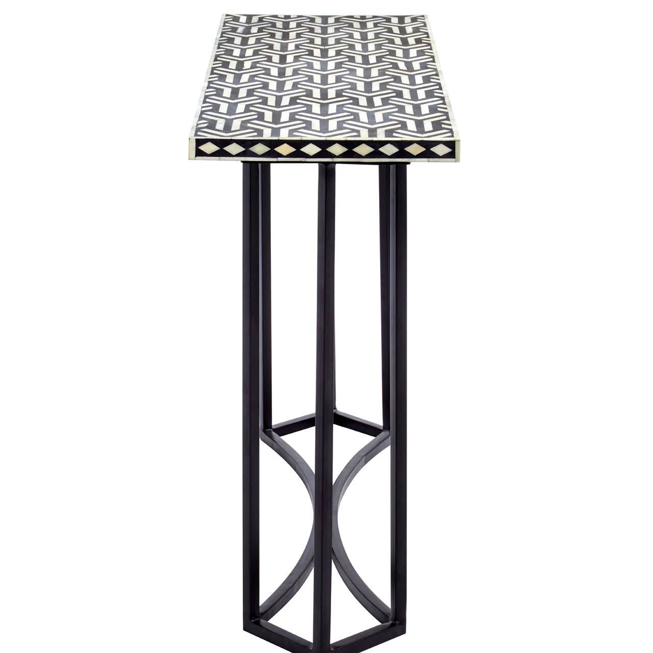 Boho Console Table With Metal Base