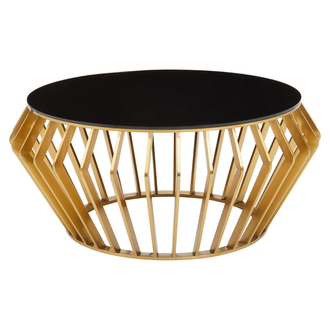 Ackley Black And Gold Round Coffee Table.