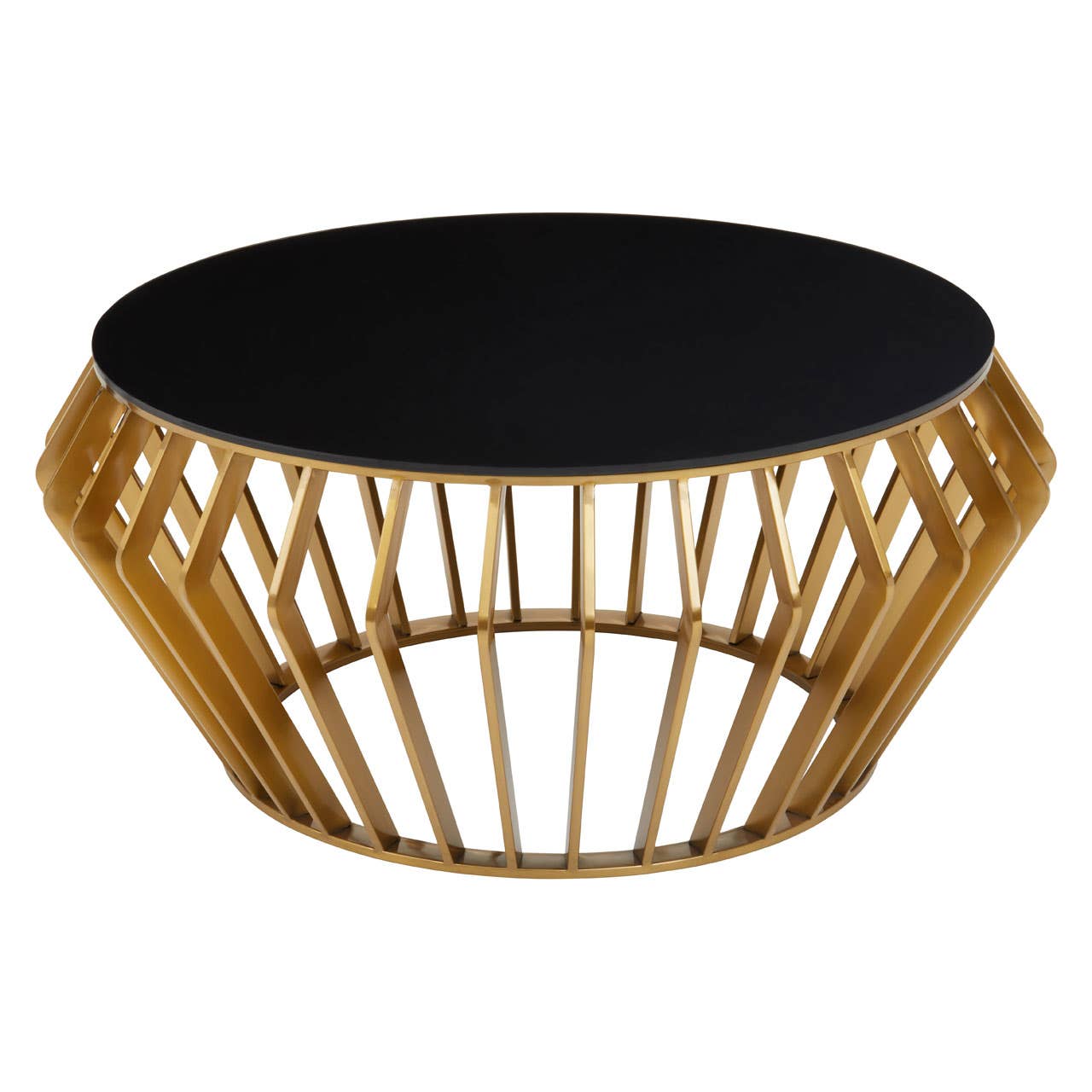 Ackley Black And Gold Round Coffee Table.